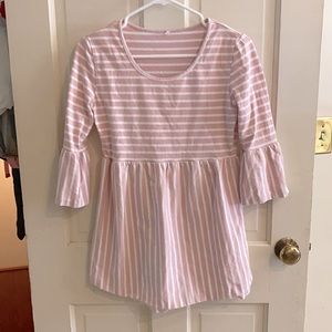 Maternity pink and white striped tunic, Small
